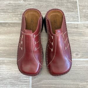 NAOT Leather Clog Slides 37 Burgundy Red